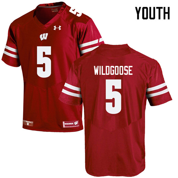 Wisconsin Badgers Youth #5 Rachad Wildgoose NCAA Under Armour Authentic Red College Stitched Football Jersey SO40O28GC